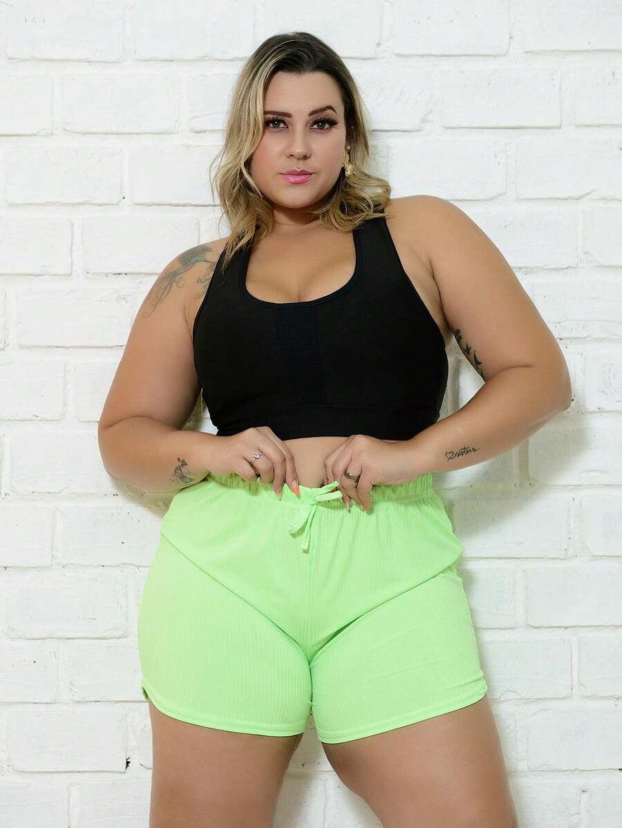 Plus Size Shorts - Màu xanh Bạc hà - Xem 1