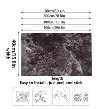 1 cuộn Tối Xám Không thấm nước Đá hoa Hình nền Đối với Phòng tắm Trang trí tường PVC Tự dính Chống dầu Có thể tháo rời Phòng bếp Mặt bàn Hình dán - màu đen - Xem 2