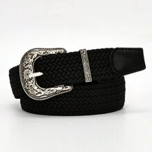 1pc Women's Fashionable & Versatile Square Buckle Elastic Braided Belt For Daily Wear - Multicolor - View 15