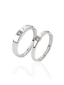 1 对 S925 纯银和锆石情侣戒指，适合日常佩戴，也可作为情侣的情人节礼物 - 簡約款 - 查看 6