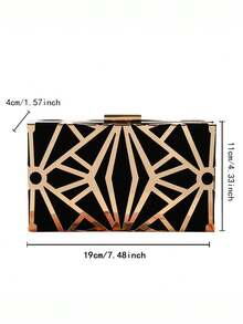 新款跨境抵達絨面晚宴包,手工金屬網夜宴手提包,手拿包 - 黑色 - 查看 5