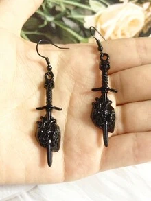 Retro Gothic Skull Pendant Earrings Bohemian Zinc Alloy Jewelry Gift For Men And Women - Black - View 4