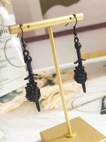 Retro Gothic Skull Pendant Earrings Bohemian Zinc Alloy Jewelry Gift For Men And Women - Black - View 2