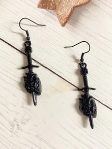 Retro Gothic Skull Pendant Earrings Bohemian Zinc Alloy Jewelry Gift For Men And Women - Black - View 5