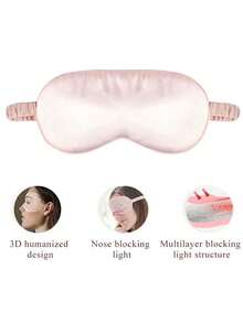 Breathable Double-Sided Eye Mask, Mulberry Silk Sleep Shading Elastic Eye Cover - Navy Blue - View 3