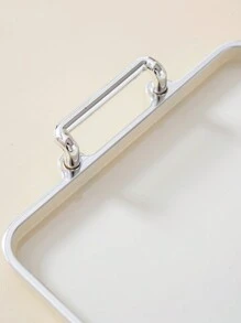 1 件轻奢奶白色银色细节托盘，用于放置物品、蛋糕、婚礼、节日、圣诞节礼物 - 米色 - 查看 7