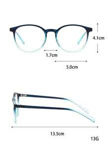 3 件套男女通用椭圆形复古超轻平面镜片眼镜，多种颜色可选 - 彩色 - 查看 6