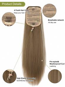 Women's Synthetic Fiber 24 Inches Straight Drawstring Ponytail Hair Extension, Suitable For Daily Wear - Piano Color - View 7
