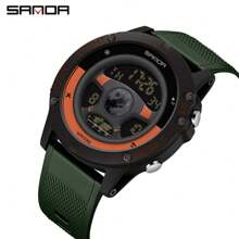 Sanda 1入組多功能防水自動電子手錶,數字顯示和夜光功能,適用於運動、休閒,9024 - 藍色 - 查看 10