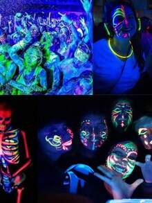 發光 Uv 黑光臉部和身體塗料,uv 霓虹發光螢光臉部塗料蠟筆,適用於俱樂部化妝發光派對在黑暗中發光派對用品 - 彩色 - 查看 7