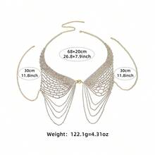 1pc Golden Fashion Shimmering Angel Wings & Full Rhinestone Decor Tassels Body Chains Bra For Fashion Show Women - Gold - View 4