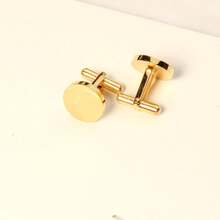 1 Pair Stainless Steel Circle Cufflinks Men For Wedding Birthday Groomsmen Gift Personalized Cufflinks Men's  Jewelry - Yellow Gold - View 3