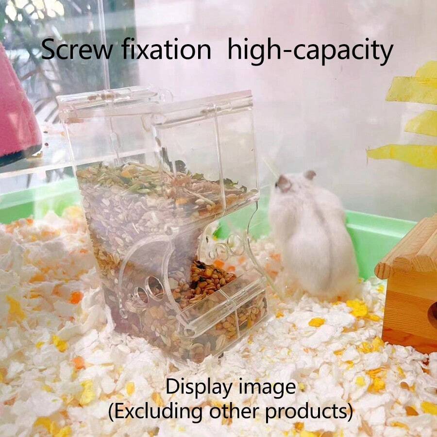 仓鼠自动喂食碗-金丝熊、荷兰猪、蜥蜴猫、刺猬、兔子专用餐具盒,螺钉固定,超大容量 - 白色 - 查看 1