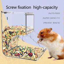 仓鼠自动喂食碗-金丝熊、荷兰猪、蜥蜴猫、刺猬、兔子专用餐具盒,螺钉固定,超大容量 - 白色 - 查看 3