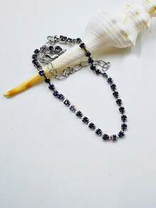 1pc Sparking Rhinestone Brass   Bracelet  For Women Daily Wear/ Evening Party /Valentine's Day Gift - Navy Blue - View 13