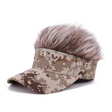 1pc Men's Plush Funny Wig Cap, Sun Protection Baseball Cap, Autumn And Winter Flat Cap, Landlord Cap Hat Cute - Multicolor - View 3