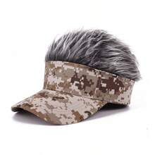 1pc Men's Plush Funny Wig Cap, Sun Protection Baseball Cap, Autumn And Winter Flat Cap, Landlord Cap Hat Cute - Multicolor - View 2