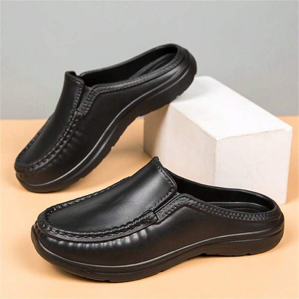 Men's Work Safety Shoes, Slip Resistant Chef Shoes, Casual Leather Loafers
