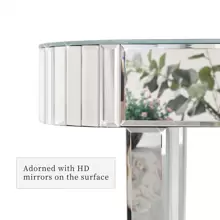 UNHO Mirrored Console Table, Oval Entryway Table, Modern Glass Hallway Table For Living Room, Silver 120*32*80 Cm - Silver - View 9
