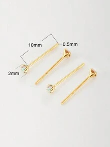 2pcs 925 Sterling Silver Nose Stud 2.0mm AB Color Crystal Straight Silver Nariz Piercing - Yellow Gold - View 2