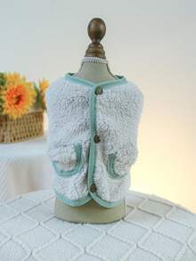 1 Miếng Quần áo thú cưng Đối với Nhỏ bé Và Trung bình Chó Và Mèo , Ấm áp , Thoải mái , Mềm mại , Lông Áo vest - Với Màu xanh lá Cắt tỉa - Nhiều màu - Xem 5