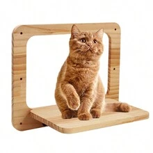 1pc Wall-Mounted Cat Tree Furniture Made Of Wood, Safe And Sturdy, Stable Cat Platform For Sleeping, Playing, Climbing With Easy Assembly, Maximum Load 12kg (26lb) - Apricot - View 1