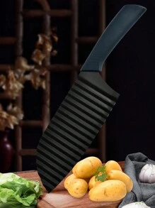 1pc Stainless Steel Potato Slicer With Wavy Blade And Sawtooth Blade, French Fry Cutter - Multicolor - View 6