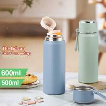 Thép không gỉ ( 18/10 ) Chai cách nhiệt , 500ml/600ml , Máy hút bụi , Nắp , Dung lượng lớn Đạn Chai , Có thể mang đi Và Tối giản , Ngoài trời Bình nước thể thao Với Nắp , Thích hợp Đối với Cắm trại , Tập thể dục , Văn phòng , Dã ngoại , Trường học , - Hồng - Xem 3