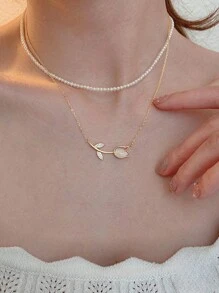 BALMORA 1入組高端風格S925純銀鬱金香吊墜項鍊帶獨特設計和優雅味道 - 金色 - 查看 1