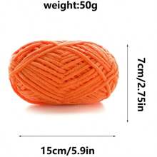 1pc 50g Knitted Yarn Chunky Thick Warm Cozy Yarn For Knitting Doll Clothes, Shoes Diy Gift - Orange - View 2
