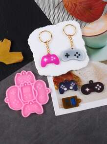 1 Khuôn nhựa silicon làm tay cầm chơi game Khuôn đúc nhựa làm tay cầm chơi game 5 ngăn lý tưởng để làm đồ trang sức và móc chìa khóa Quà tặng mặt dây chuyền tay cầm chơi game mini sáng tạo tự làm - Hồng - Xem 4