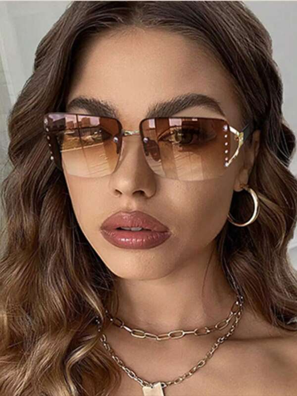 1pc Women's Y2K Sporty Wrap-Around Crystallized Mirror Sunglasses For Summer Beach Vacation,Outdoor,Travel