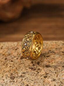 1pc Fashionable Vintage Bohemian Inspired Creative Minimalist Engagement Ring With Exquisite Design Suitable For Women Daily Wear - Yellow Gold - View 4