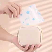 Mini Portable Storage Bag For Data Cable, Wireless Earphone, Charger, Usb, Small Stuff, Protective Cover - Beige - View 3