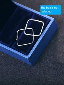 1pair S925 Silver Triangle & Square Shaped Elegant Earrings, Suitable For Daily Wear And As Gifts For Girlfriend, Friends And Elders - Small Square - View 8