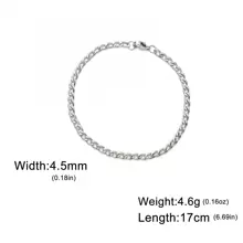 1 Miếng Không giới tính 3~10mm Rộng Thép không gỉ Chuỗi vòng tay , Hip Hop Cô gái Goth hiện đại Phụ kiện trang sức , Sinh nhật/ Liên hoan Qủa tặng Cho bạn trai Hoặc Bạn gái - Bạc - Xem 14