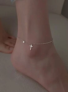 1 件 S925 純銀十字腳鍊女士海灘珠寶禮物 - 銀色 - 查看 1