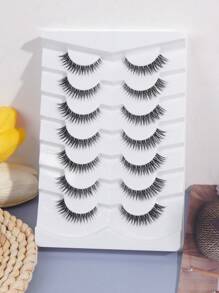 MAGEFY 7Pairs Of Natural Cross Full False Eyelashes With Clear Stem,Fluffy Slim For Everyday Use Manga Eyelashes, Travel Essentials - Black - View 10