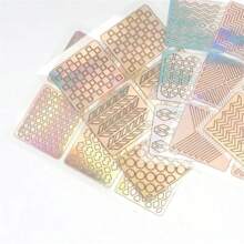6 /12 /24 Sheet Mixed Laser Cutout Stickers, Nail Stamping Plates Set,Nail Art Hollow Stickers,Nail Plate Template, Nail Stamping Polish Gel Templates,Nail Art Plates Set DIY Nails - Multicolor - View 7