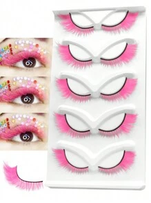 GROINNEYA 貓眼假睫毛彩色假睫毛仿水貂睫毛角色扮演長而有戲劇性的睫毛擴展化妝（cl03) - 粉色 - 查看 1