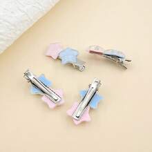 2入組可愛甜美女孩五角星和糖果色鱷魚夾 - 藍粉紅色 - 查看 3