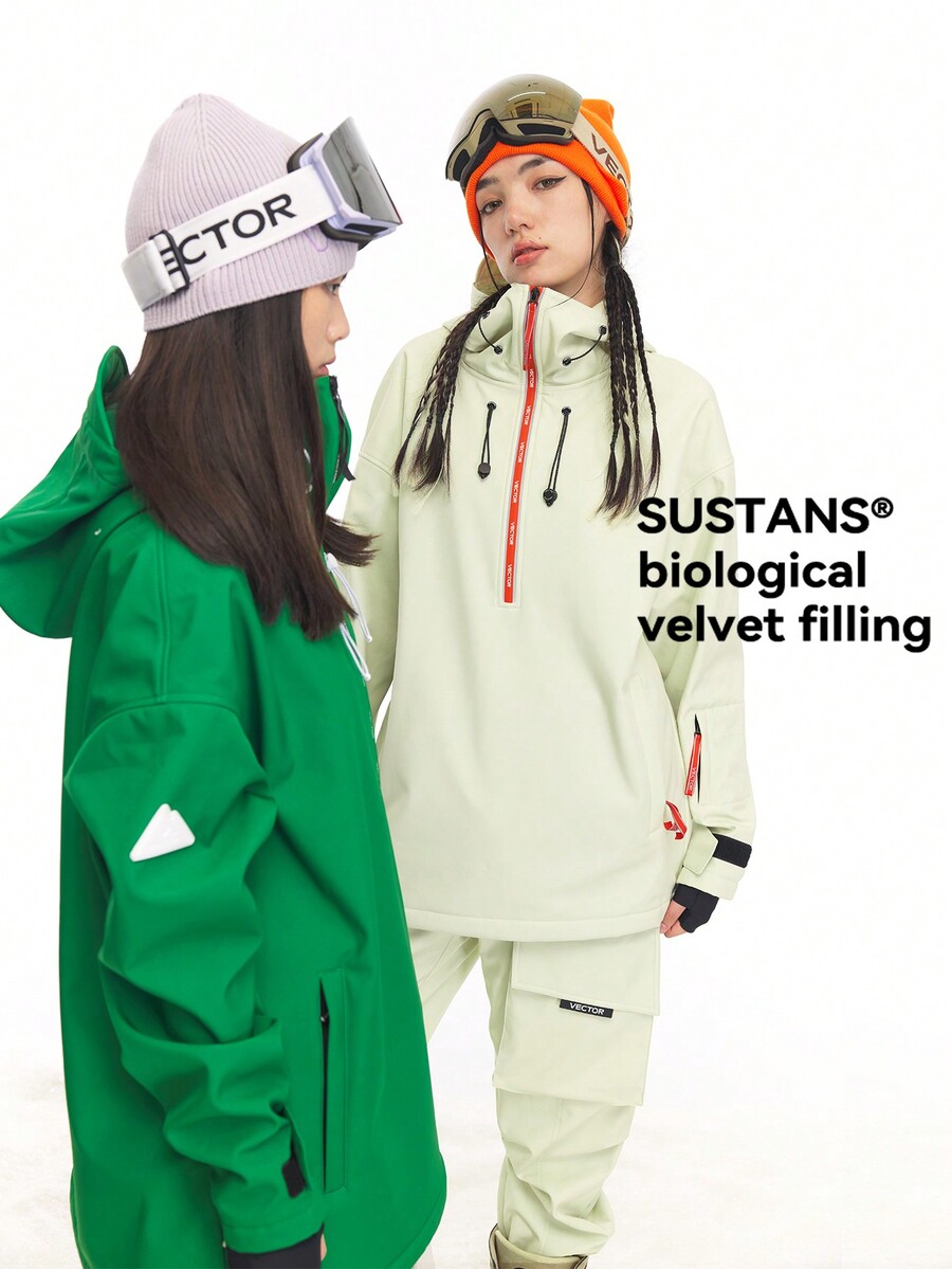 VECTOR MOTION Fleece Ski Suit Set For Men And Women, Hooded Ski Jacket