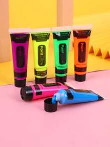 6 Tubes Glow In The Dark Body Paints, Neon Fluorescent Glow In Dark Party Supplies UV Glow Blacklight Neon Face And Body Paint, - Multicolor - View 1