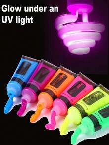 6 Tubes Glow In The Dark Body Paints, Neon Fluorescent Glow In Dark Party Supplies UV Glow Blacklight Neon Face And Body Paint, - Multicolor - View 7