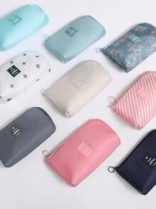 1pc Digital Product Storage Bag Shockproof Data Cable & Earphone Pouch - Navy Blue - View 5