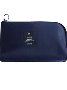 1pc Digital Product Storage Bag Shockproof Data Cable & Earphone Pouch - Navy Blue - View 1