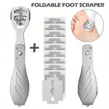 1pc Foot Callus Remover + 10pcs Blades/ Pedicure Grinding Tool Set For Foot Callus Removal And Heel Skin Care, Professional Home Use - Silver - View 1