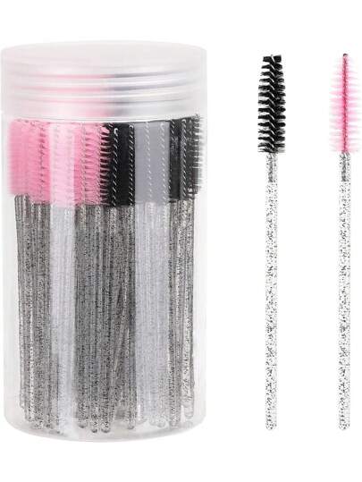 100pcs Eyelash Brush Set (With Storage Box) - Includes Eyelash Mascara Brush, Eyebrow Brush And Eyelash Comb, Suitable For Eyelash Extension And Makeup