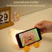 1 件平躺鴨子夜燈,柔軟 Led 動物夜燈,可愛發光鴨子,矽膠可調光定時床頭燈,可充電床頭觸摸燈,生日/白色情人節/新年臥室裝飾禮物 - 黃色拍拍鴨 - 查看 10
