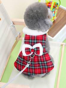 1件寵物狗蓬裙帶蝴蝶結,貓衣服,細的泰迪熊柯基比熊服裝,適用於小型犬、秋冬季,可水洗 - 紅色 - 查看 4